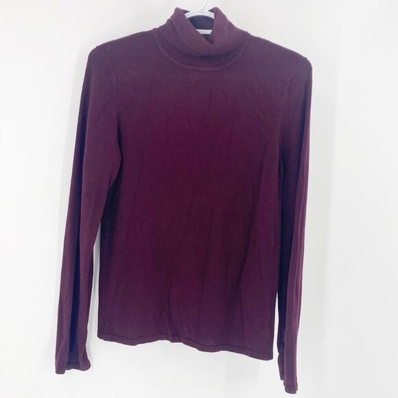 Tahari maroon turtleneck pullover sweater preppy academia career size L - Picture 1 of 6